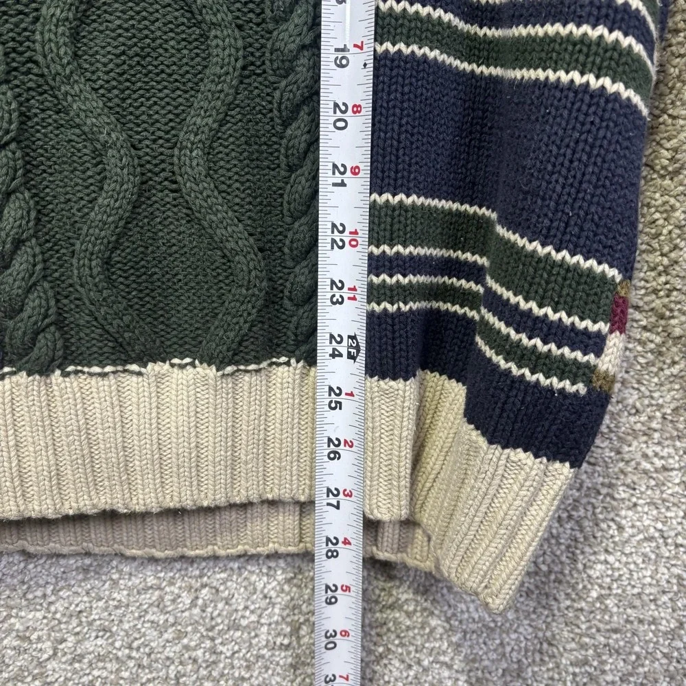 Woods&Gray Sweater Mens XL Multicolor Patchwork Cable Knit Crewneck Hong Kong